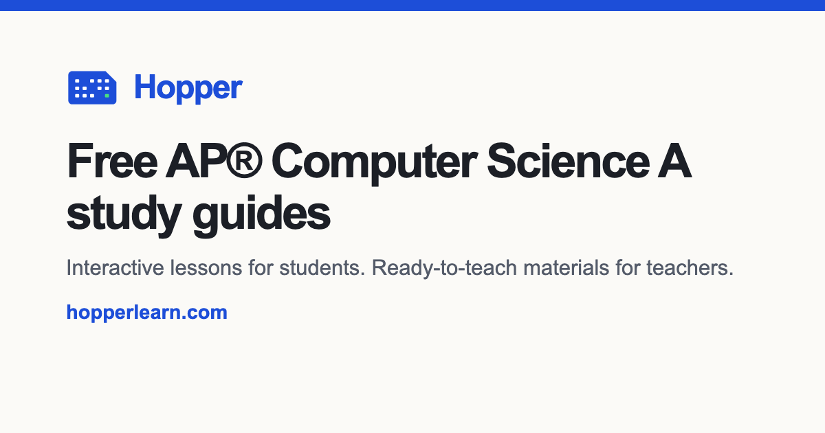 Methods Examples Cs Hopper – CS Courses for Everyone